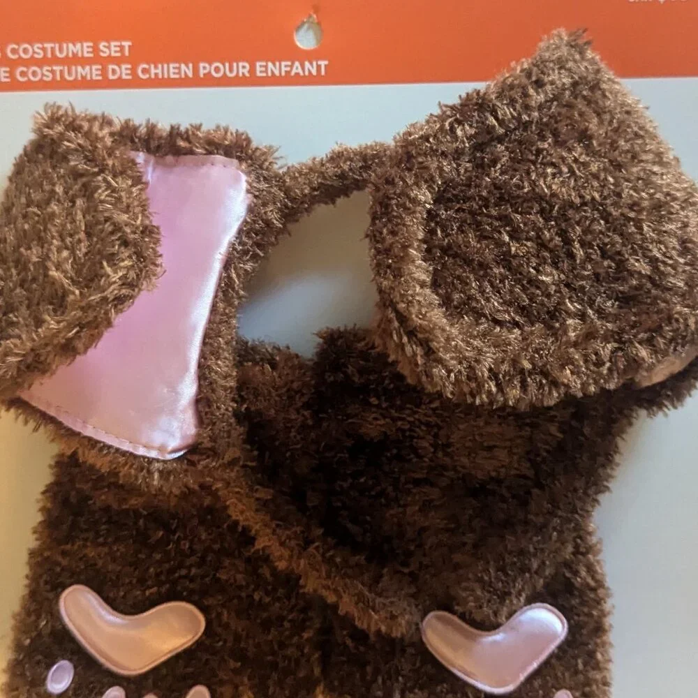 NWT Fuzzy Brown Dog Halloween Costume Bendy Ears Headband Gloves Kids Michael's
